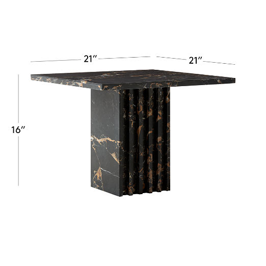 Carve Square Black Marble Side Table Large