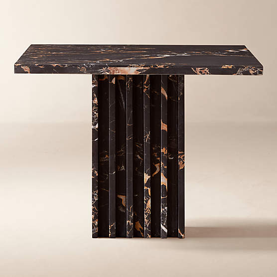Carve Square Black Marble Side Table Large
