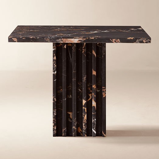 Carve Square Black Marble Side Table Large