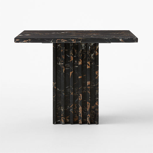 Carve Square Black Marble Side Table Large