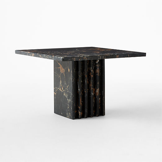 Carve Square Black Marble Side Table Medium