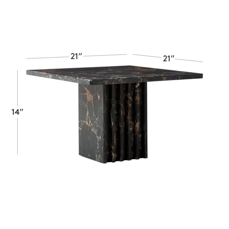 View Carve Square Black Marble Side Table Medium - image 3 of 14