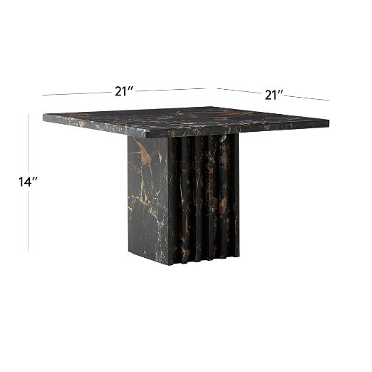 Carve Square Black Marble Side Table Medium