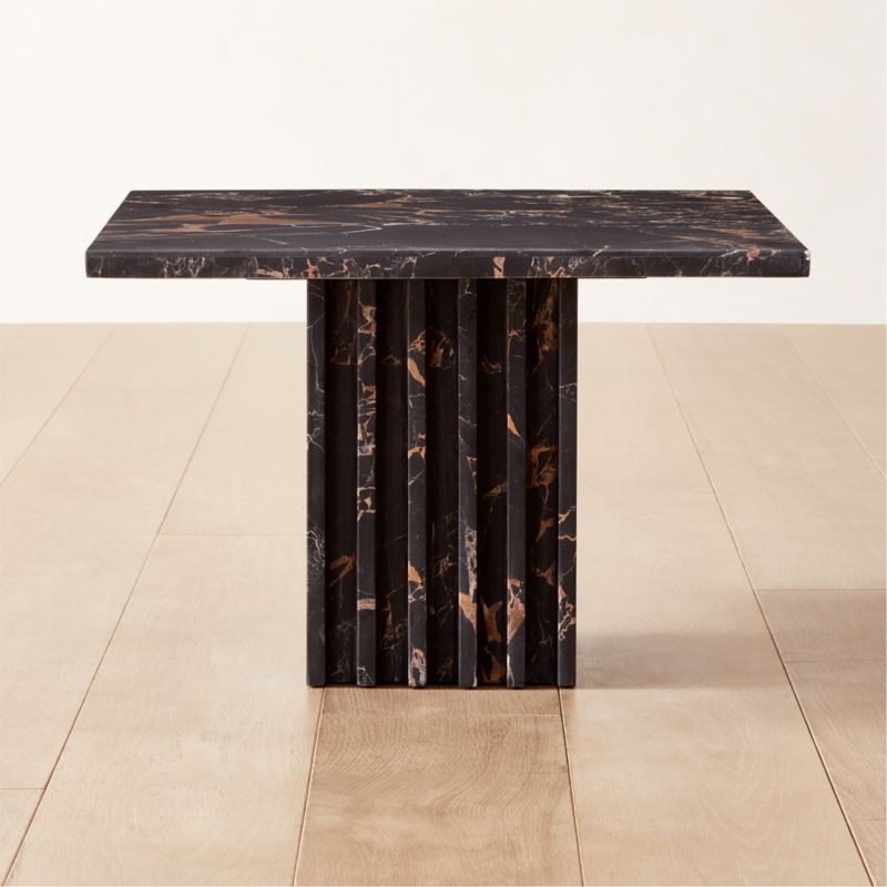 Carve Square Black Marble Side Table Medium - image 0 of 14