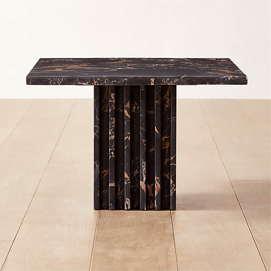 Carve Square Black Marble Side Table Medium