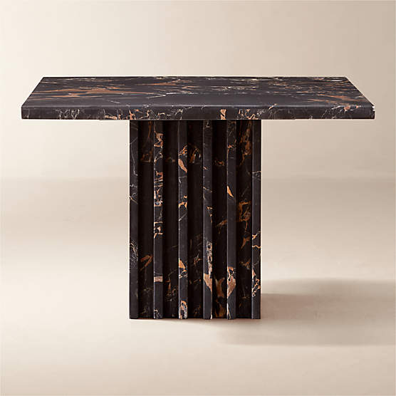 Carve Square Black Marble Side Table Medium