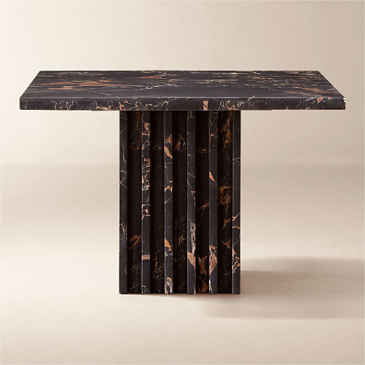 Carve Square Black Marble Side Table Medium