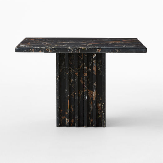 Carve Square Black Marble Side Table Medium