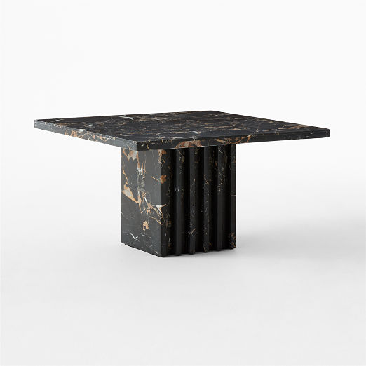 Carve Square Black Marble Side Table Small