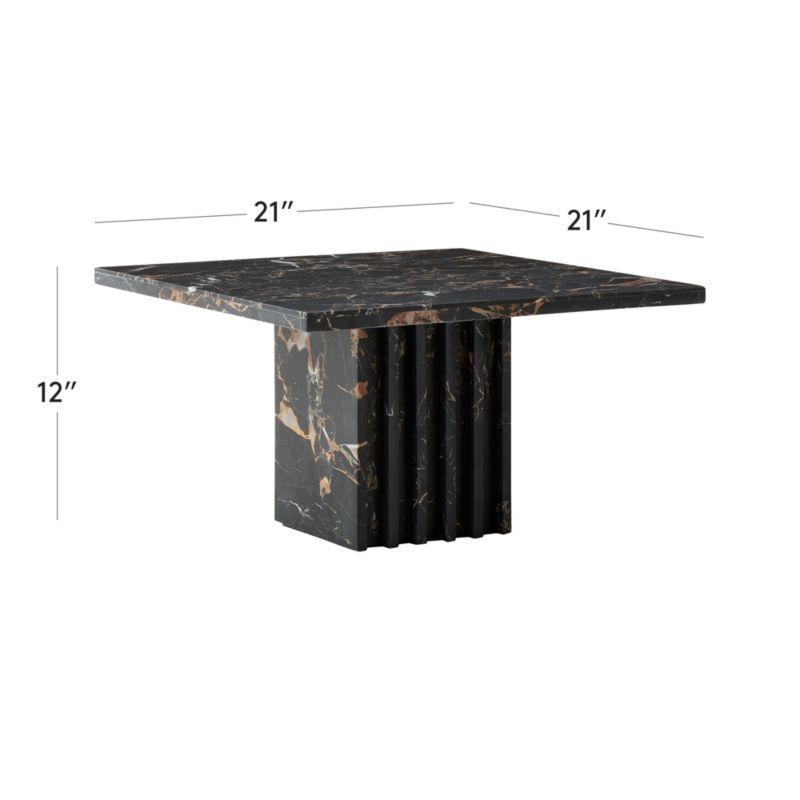 View Carve Square Black Marble Side Table Small - image 3 of 12