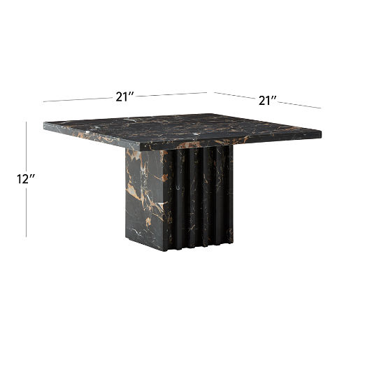 Carve Square Black Marble Side Table Small