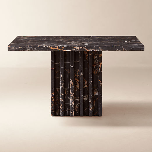 Carve Square Black Marble Side Table Small