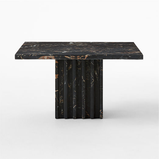 Carve Square Black Marble Side Table Small