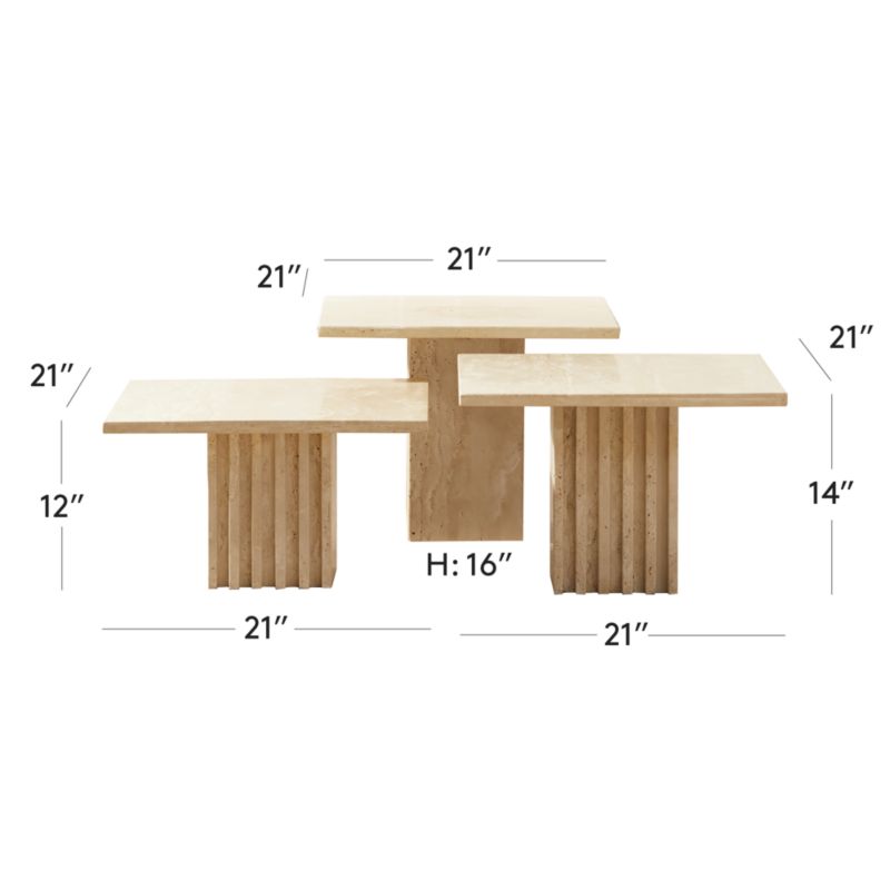 View Carve 3-Piece Travertine Cocktail Table Set - image 2 of 13