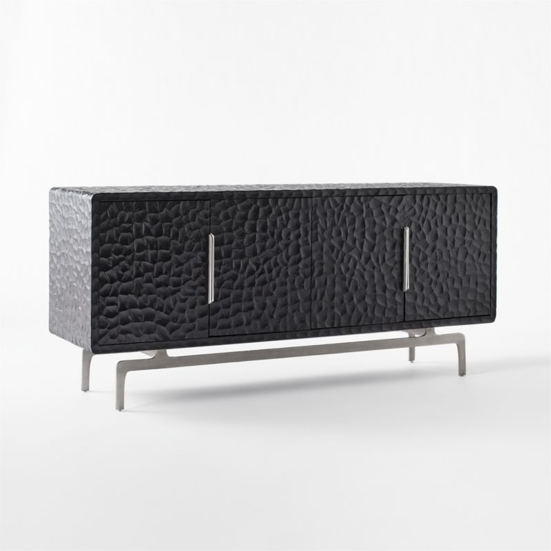 Carved 71" Black Wood Credenza - image 5 of 11