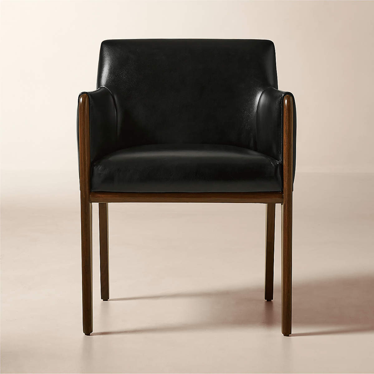 Casa Viva Black Leather Dining Armchair | CB2