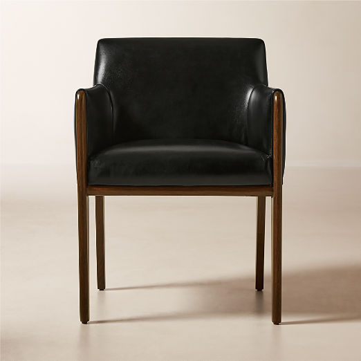 Casa Viva Black Leather Dining Armchair