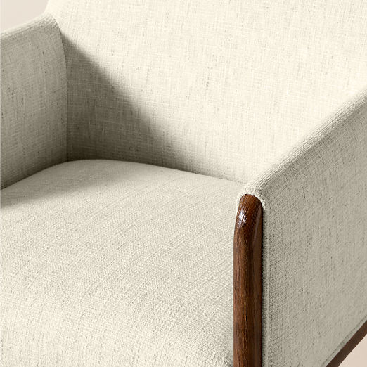 Casa Viva Ivory White Twill Upholstered Dining Armchair