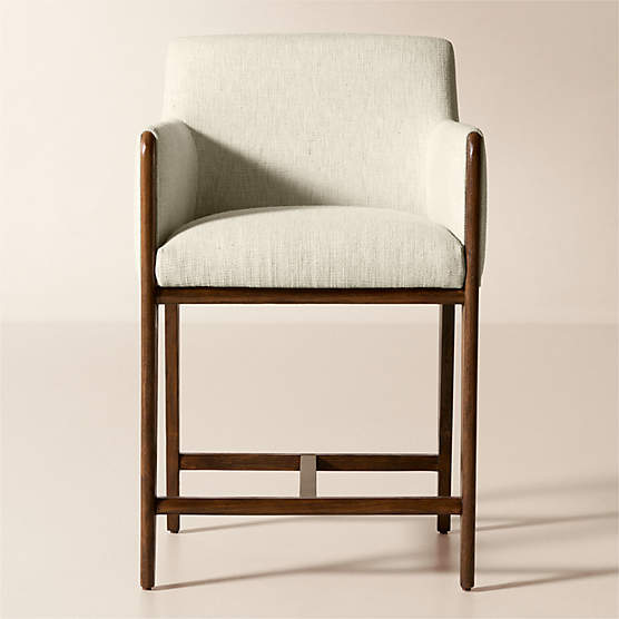 Casa Viva Ivory White Twill Upholstered Counter Stool