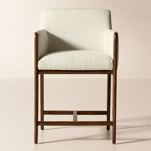 Casa Viva Ivory White Twill Upholstered Counter Stool