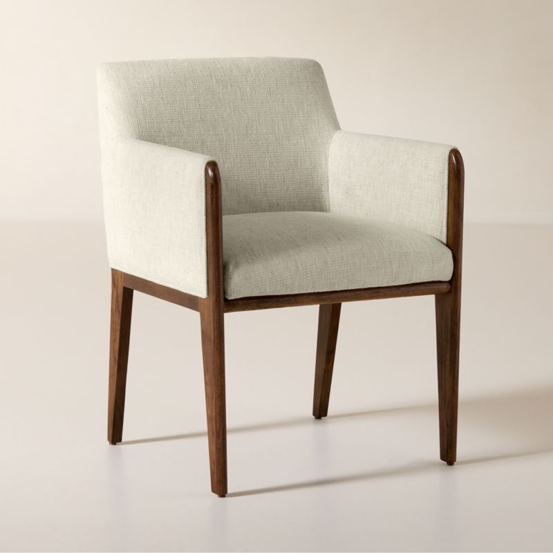 Casa Viva Ivory White Twill Upholstered Dining Armchair - image 2 of 7