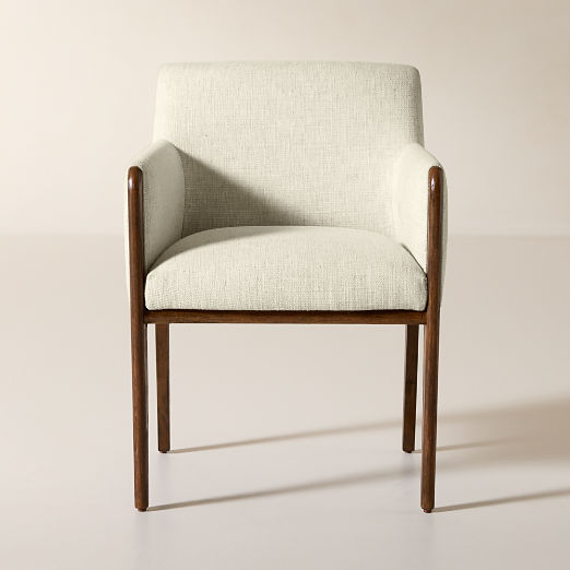 Casa Viva Ivory White Twill Upholstered Dining Armchair