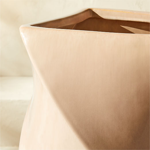 Cascata Twisted Light Brown Glazed Ceramic Indoor/Outdoor Planter Small