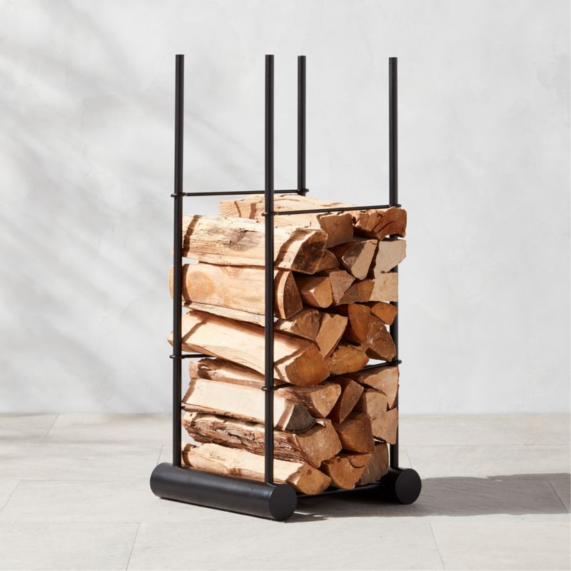 Casimir Black Steel Outdoor Firewood Rack | CB2 Canada