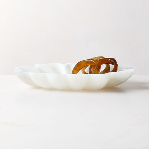 Caspian White Alabaster Decorative Bowl