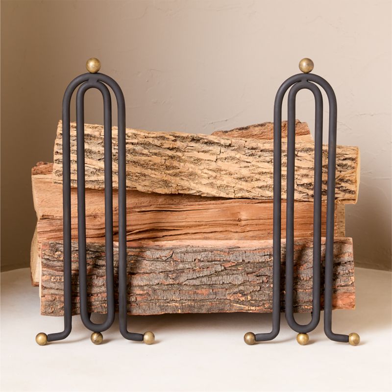 Viewing product image Cassandre Black and Gold Andirons - image 1 of 4