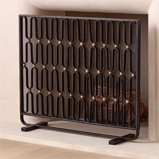 Cassandre Black and Gold Iron Fireplace Screen