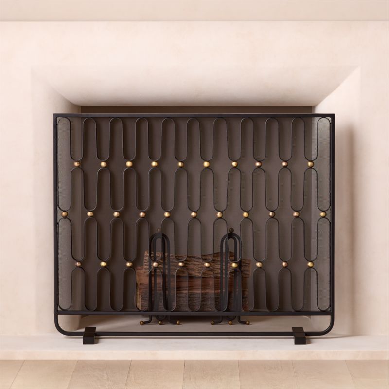 Cassandre Black and Gold Iron Fireplace Screen - image 0 of 4