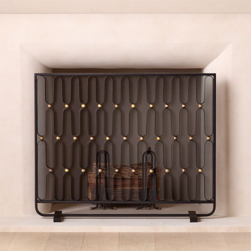View Cassandre Black and Gold Iron Fireplace Screen details