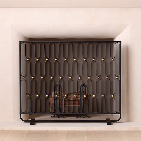 Cassandre Black and Gold Iron Fireplace Screen