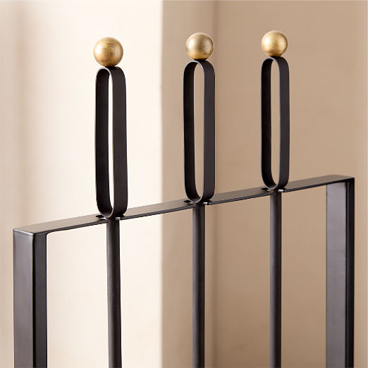 Cassandre Black and Gold Iron Fireplace Tools