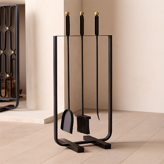 Cassandre Black and Gold Iron Fireplace Tools