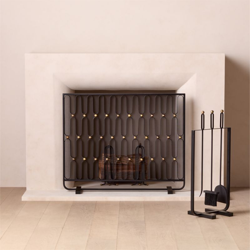 Cassandre Black and Gold Iron Fireplace Screen - image 1 of 4