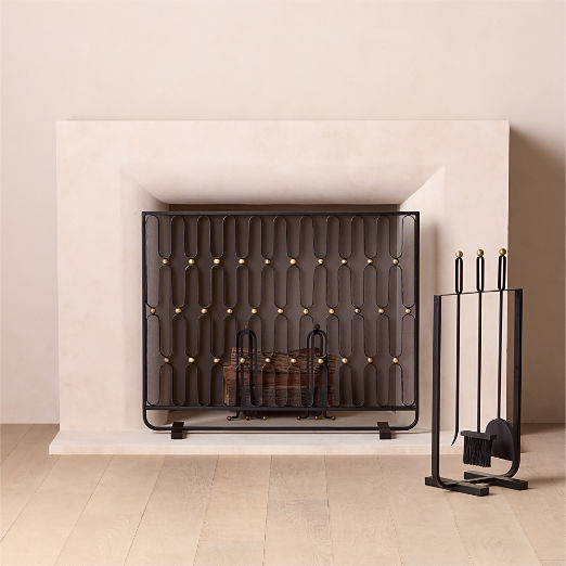 Cassandre Black and Gold Iron Fireplace Screen