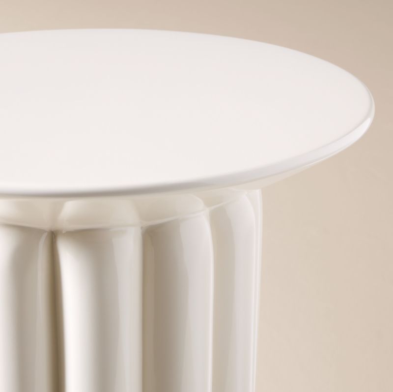 Cassis White High-Gloss Lacquered Outdoor Side Table - image 3 of 5