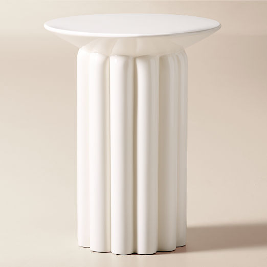 Cassis White High-Gloss Lacquered Outdoor Side Table