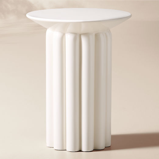 Cassis White High-Gloss Lacquered Outdoor Side Table