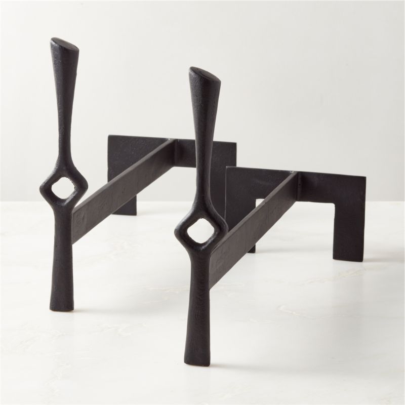 Ignacio Black Cast Iron Fireplace Andirons Set of 2 - image 4 of 5