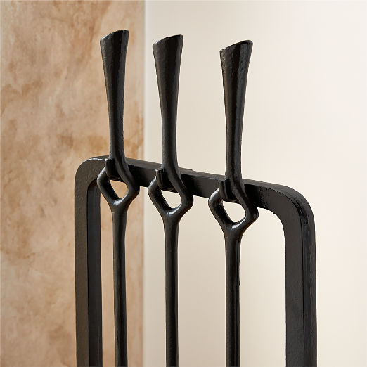 Ignacio 3-Piece Black Cast Iron Fireplace Tool Set