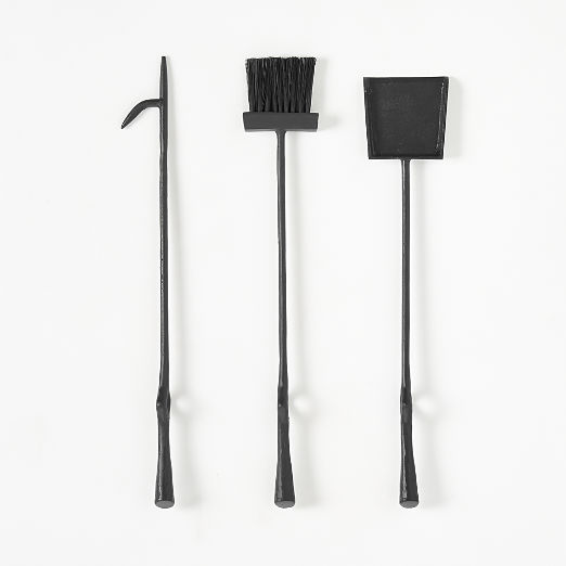 Ignacio 3-Piece Black Cast Iron Fireplace Tool Set