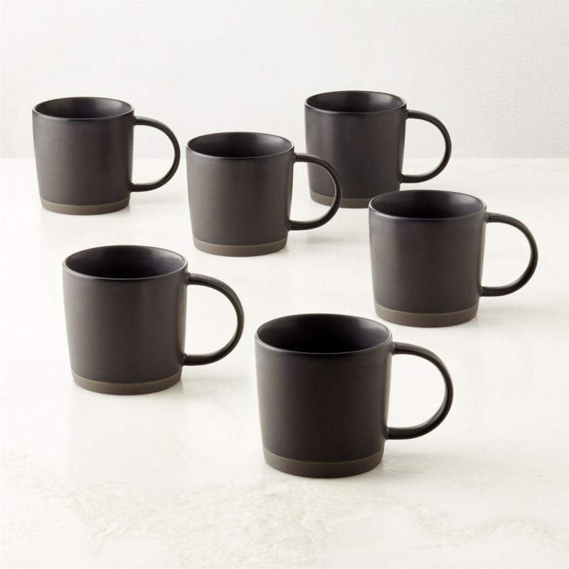 View Cast Reactive Glaze Black Mugs 12oz Set of 6 details
