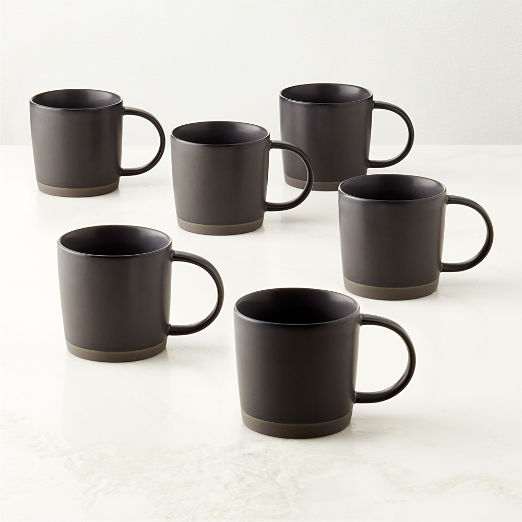 Cast Reactive Glaze Black Mug Set of 6