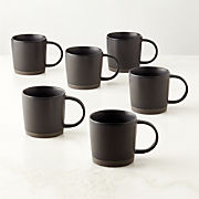 Cast Reactive Glaze Black Mugs 12oz Set of 6