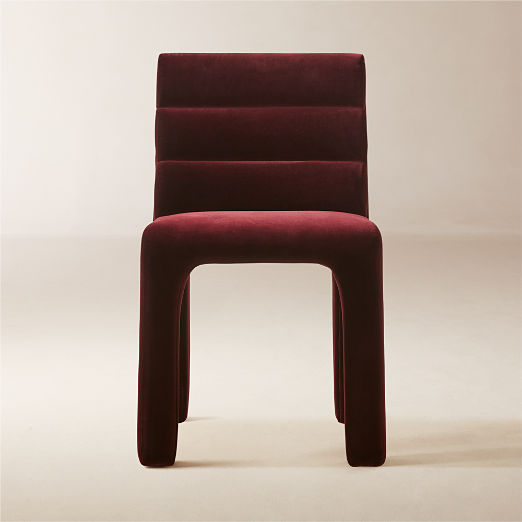 Castell Channeled Burgundy Upholstered Dining Chair Set of 4