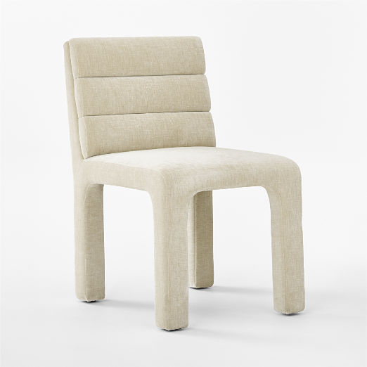 Castell Cream Channel Tufted Performance Fabric Dining Chair