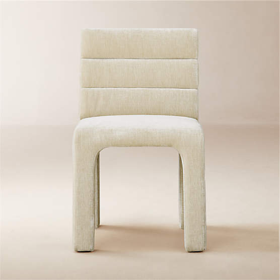 Castell Cream Channel Tufted Performance Fabric Dining Chair